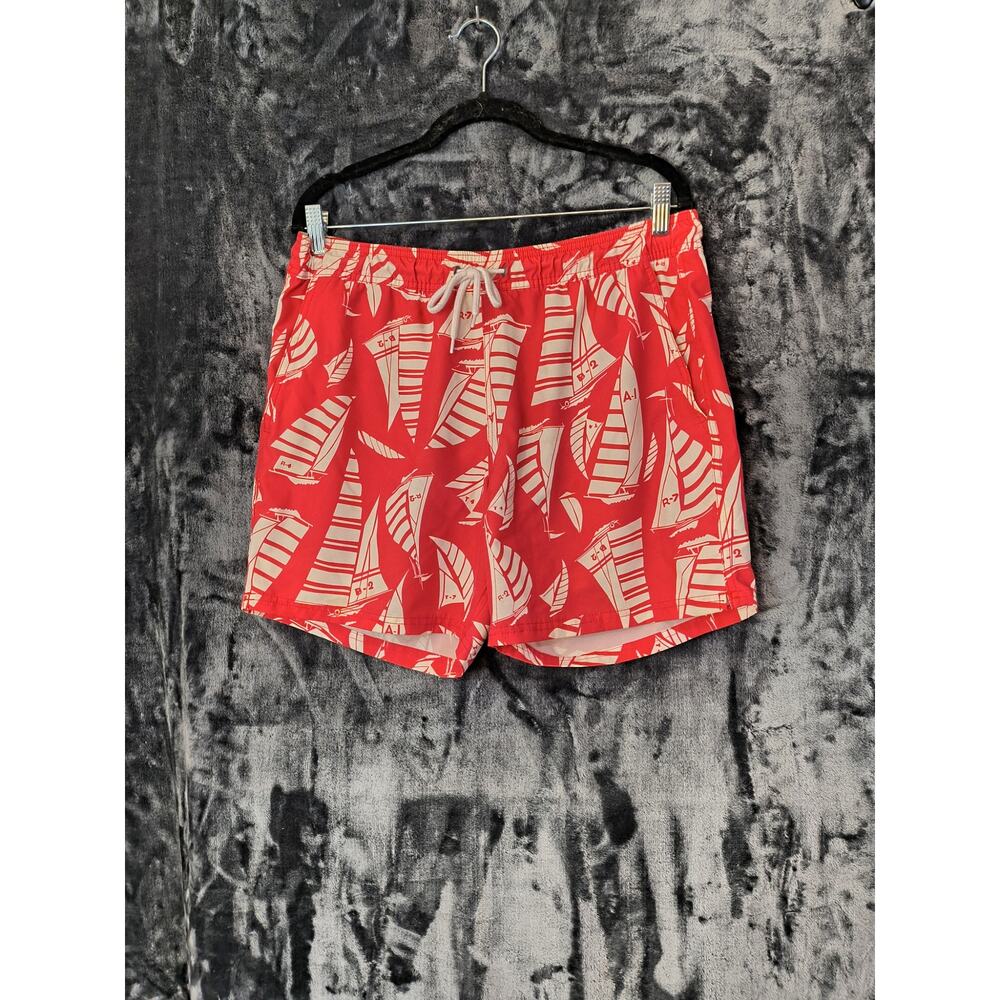 J. Crew Factory Flex Swimwear Men's Medium Sailing away  Red - Picture 2 of 10
